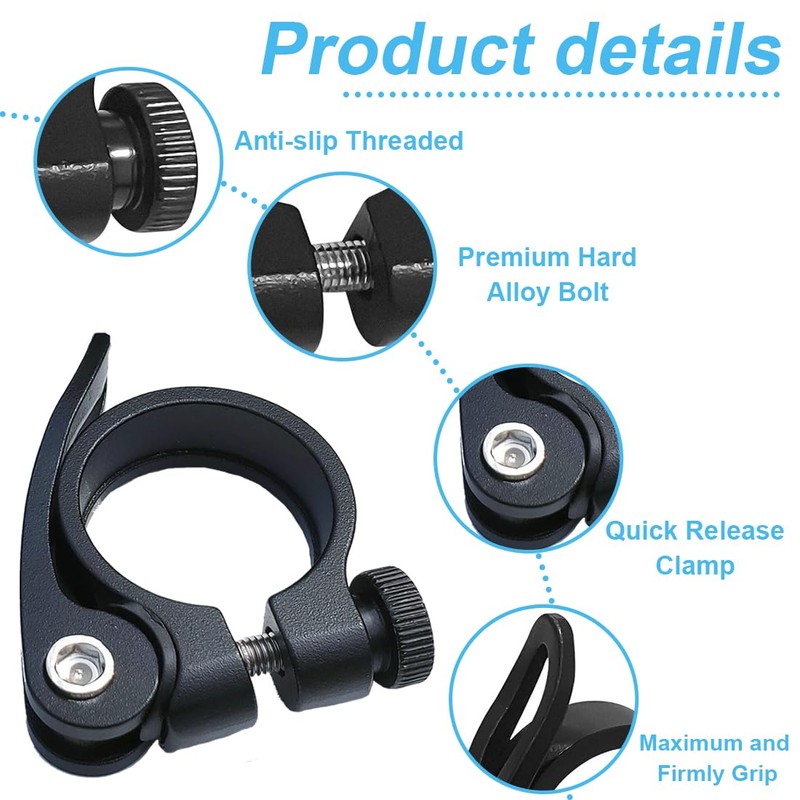 EIHI Pack of 2 seat clamp 31.8, quick release bicycle,