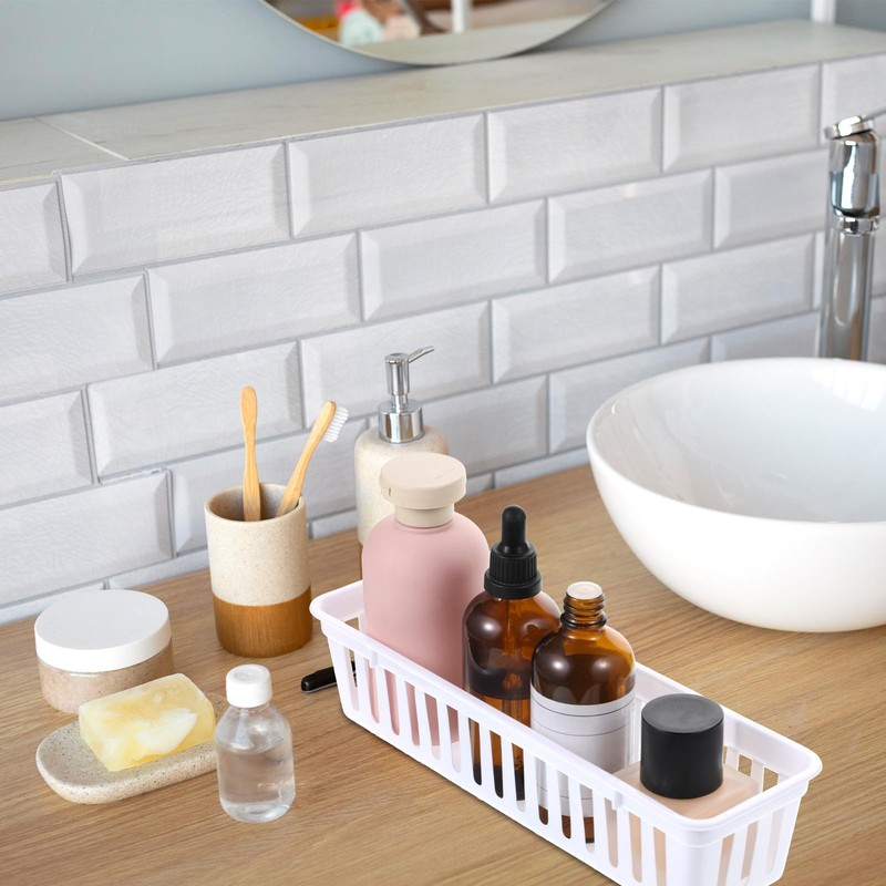 15 Pack Plastic Storage Baskets for Organizing Small Narrow Storage