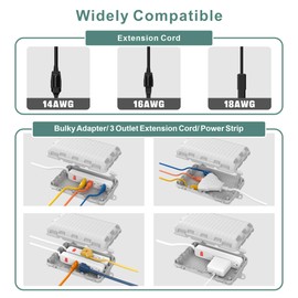 Outdoor Waterproof Electrical Cord Box, Large Extension Cord Cover Plug Protector Outlet Connection Safety Box IP54 Water-Resistant for Power Strip, Holiday Light and Decorations, Grey