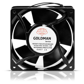 GOLDMAN SERVICE High Temperature Axial Fan for Plug-In Fireplace Cassette Quiet with Powerful Metal Blades Dimensions: 120 x 120 x 38 mm
