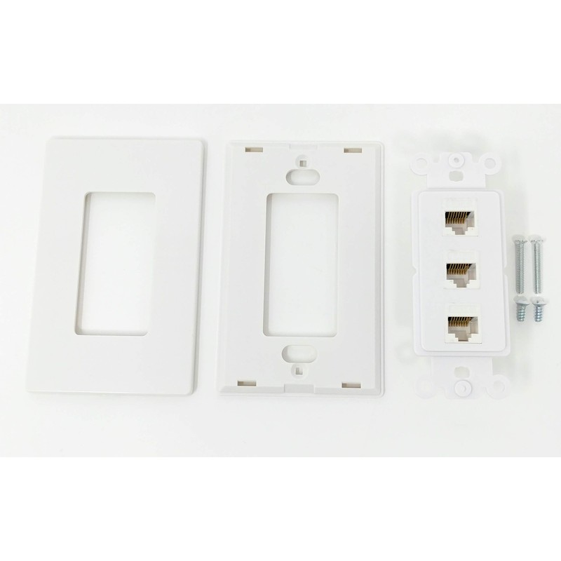 RiteAV Decorative 1 Gang 3 Port Cat6 Wall Plate -