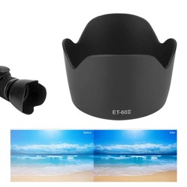 Parasol para Objetivo Montura de Cámara Et-60Ii - Parasol para Objetivo Fotográfico - Reemplazo para Lente 75-300 mmf/4-5.6III USM/EF-S 55-250 mm IS(Negro)