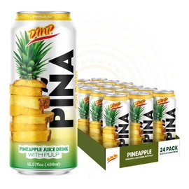 De Mi Pais Pineapple Juice with Pulp, Premium Quality Canned Beverage, Refreshing Piña Fruit Drink, Organic Pineapple Juice, Perfect for Groceries, Size 16.57 Fl Oz, 24-Pack