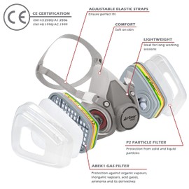 AirGearPro M-500 Respirator Mask with Filter ABEK1-P2, Gas Mask, Dust Filter for Painting, Work, Grinding, Fine Dust