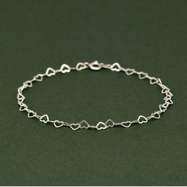 Kualitas Genuine 925 Sterling Silver 3mm Heart Link Bracelet (8.5)