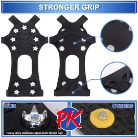 WINLINE Shoe Spikes, Shoe Spikes, Shoe Claws Crampons for Shoes in Winter with a 15 Pack Replacement Snow Spikes (Black, L)