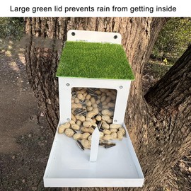 Squirrel Feeder Outdoor Squirrel Feeding Station with Corn Cob Holder, Sturdy Iron Wall Mounted Squirrel Feeding Box for Outside House Backyard Garden Nuts