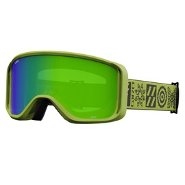 Giro Sagen Ski Goggles - Snowboard Goggles for Men, Women and Youth - Glow Green Shelter Strap with Loden Green/Yellow Lenses