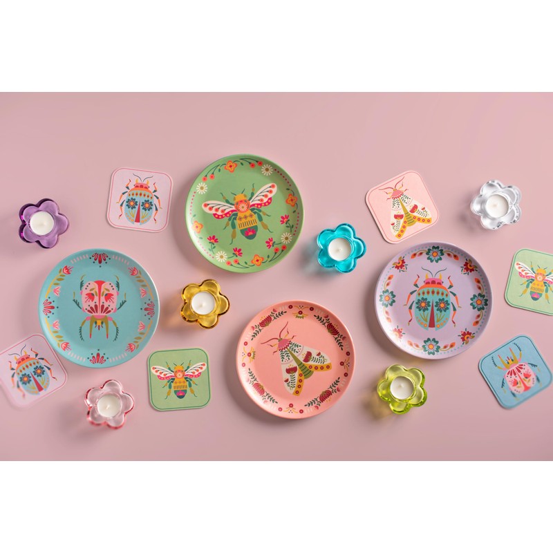 Karma, Glass Flower Tealight Holder, Flower Chunky Glass Candle Holder,