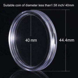 VIVIIHOO DILISEN 100 Pieces 40 mm Coin Capsules Round Coin Holder Plastic Coin Container Case for Coin Collection Supplied with Paper Box