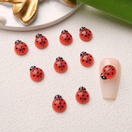 UUYYEO 100 Pcs Ladybug Nail Charms Resin Flatback Ladybugs Insect Flat Back Cabochons Nail Art Gems Jewelry Nail Art Decorations Multicolor