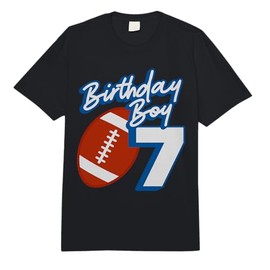 7th Birthday Boy Football Ball 7 Years Old Kids Gift Ideas Comfort Colors Adult Heavyweight T-Shirt