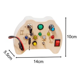 Harilla Wooden Busy Board Basic Skill Wooden Craft Toy Teaching Aid Early Educational LED Switch Board Activities for Aeroplane Car Toy