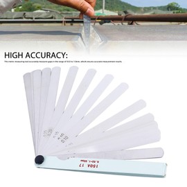 Galga de Espesores Métrica Galga de Espesores de Acero Inoxidable de 0,02 a 1,0 Mm Galga de Espesores de 17 Hojas Juego de Galga de Espesores Portátil para Medir el Ancho/espesor