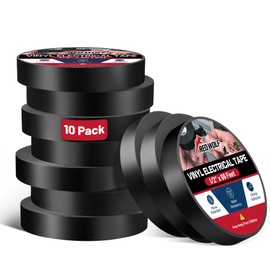 RED WOLF Vinyl Electrical Tape 1/2"-66Ft 10 Pack, UL CSA Listed PVC Electric Tape 7 Mil Thick Flame Retardant Strong Rubber Based Adhesive Tape Rated 600V for Electrical Automotive Application