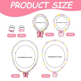 HDGSAFD 2 Rings, 2 Bracelets and 2 Necklaces, Butterfly Jewellery Set, Cute Children's Jewellery, Girls Fancy Dress Accessories