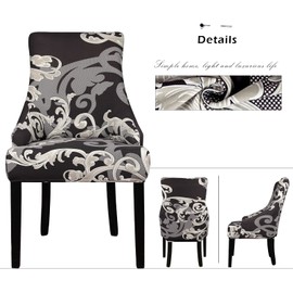 Lellen Wingback Side Chair Slipcover - Wingback Chair Covers with Pattern,Stretch Armless Wingback Chair Slipcover,Wingback Dining Chair Covers,Arm Chair Protector Cover for Room Home Decor （2PCS）