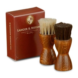 Langer & Messmer Set of 2 Cream 100% Horsehair Brush | Application Brush Shoe Brush for Shoe Care - Multicolour -