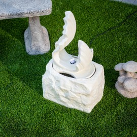 XBrand 25 in H Stone-Look Sculptural Modern Freestanding Fiber Resin Outdoor Garden Fountain w/LED Light, White