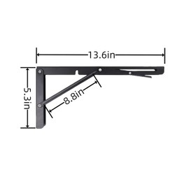 AMBOJIE Folding Shelf Brackets - 14 Inch 2 Pcs Heavy Duty Stainless Steel Collapsible Triangle Shelf Bracket, DIY Wall Mounted Folding Table Hinge, Space Saving for Bench Table with Screws (14Inch)