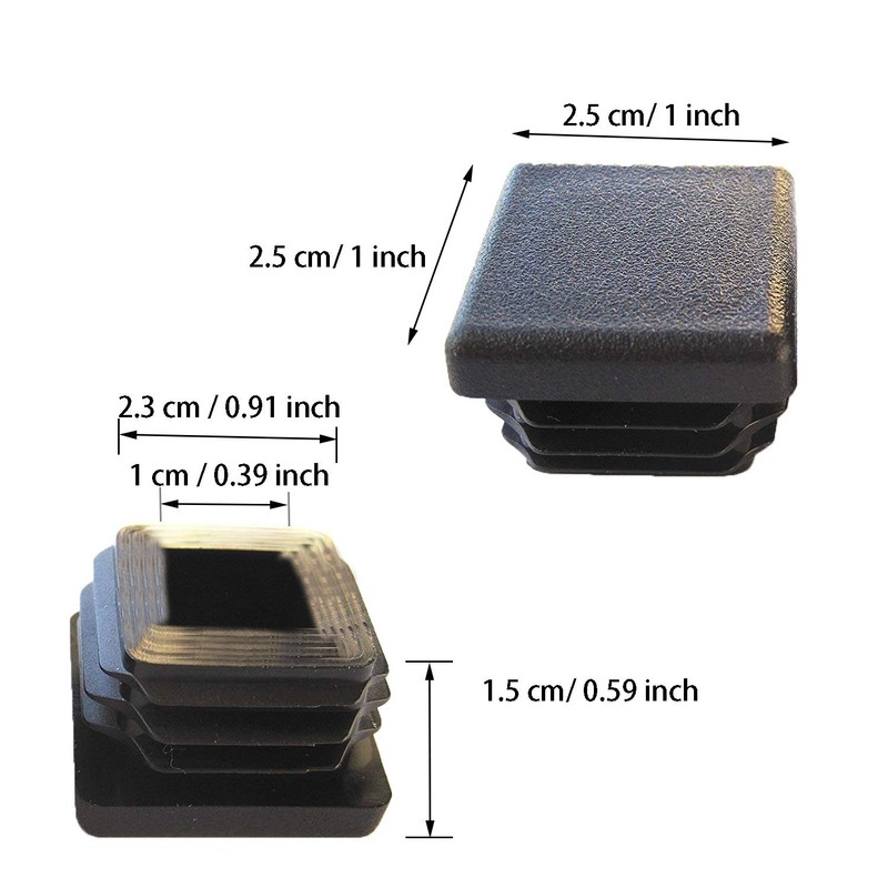 Gizhome Square Plastic Polyethylene Plug 1"x 1", Tubing End Cap,