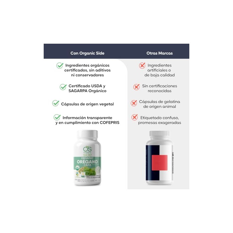 Organic Side - Orégano Orgánico - 60 Capsulas vegetales