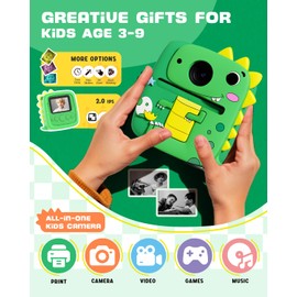 Lenudar Kids Camera Instant Print, 1080P Kids Digital Camera, Girls Boys Toys Age 3-9, Christmas Birthday Gifts Toys for 3 4 5 6 7 8 9 Year Old Boys Girls (Green)