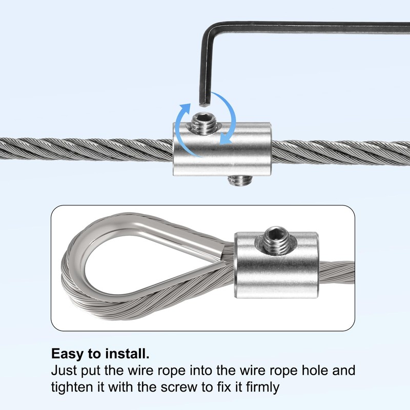 M METERXITY 4-Pack Wire Rope Cable Clamp, 5mm Hole 304