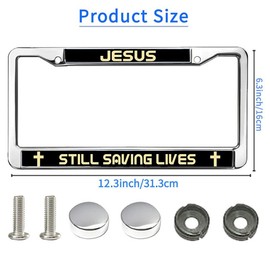 Jesus Still Saving Lives License Plate Frame Chrome Christ God is The Light Easy Installation License Plate Frame with Chrome Screw Caps