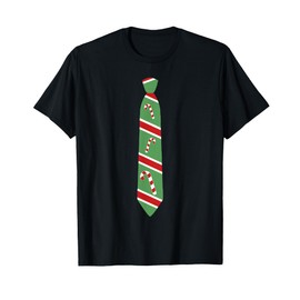 Funny Christmas Candy Cane Tie Holiday T-Shirt T-Shirt