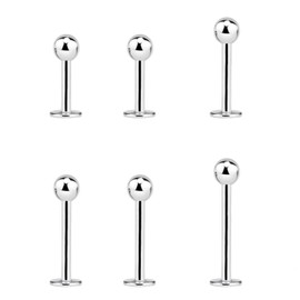 NewkeepsR Steel 6PCS-20G Labret Earring 3mm Plain Piercing Balls,Flat Back Monroe Lip Ears Small Tragus Helix Studs Conch
