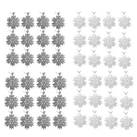 Christmas Snowflake Ornaments Pack of 48-24 Silver and 24 Glittered White - 1 1/4" Dia