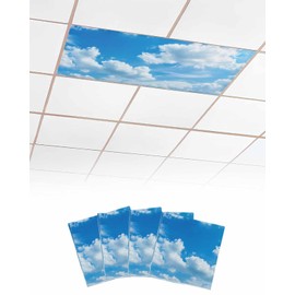 Magnetic Light Cover for Classroom Drop Ceiling,4 Pack 4x2 Ft The Blue Sky Cloud Outdoors Landscape Fluorescent Light Covers for Office Home Ceiling Light Lampshade