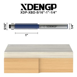 XDENGP Flush Trim Router Bits 1/4 Inch Shank, 5/16 Inch Cutting Diameter, 1 Inch Cutting Height, Bottom Bearing Flush Straight Cut Trim Router Bit for Woodworking