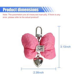 LHDOS Cute Bow Keychain for Women - Creative Bag Charm Car Keychain Key Ring - Aesthetic Bowknot Heart Keys Tag Car Key Fob Holder for Keys Organizer (Rose Red)