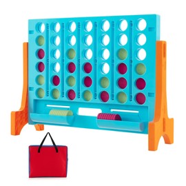 KOTEK 1.6 FT Tall Giant 4 in A Row, Jumbo 4-to-Score Game with Carrying Bag & 42 Coins, Quick Release Slider, Indoor Outdoor Family Connect 4 Game for Kids Adults, Freestanding/Wall-Mounted (Orange)