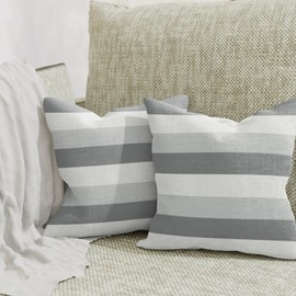 ggaimwf Striped Cushion Covers Grey Modern Art Cushion Classic Minimalist Continental Cushion Covers Linen Living Room Home Decor Sofa Bed Cushion Neutral Double Sided 40 x 40 cm Pack of 2