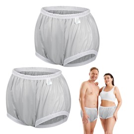 2PCS Adult Diaper Covers Noiseless Incontinence Protective Briefs for Incontinence Leak Protection Plastic Pants Cover Unisex