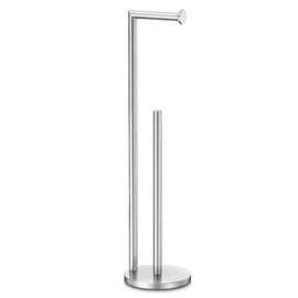 Toilet Paper Holder Stand, Toilet Paper Holder Free Standing, Toilet Paper Stand, Brushed Nickel Toilet Paper Holder with Storage, Rustproof Toilet Paper Holders for 4 Rolls (Brushed Nickel)