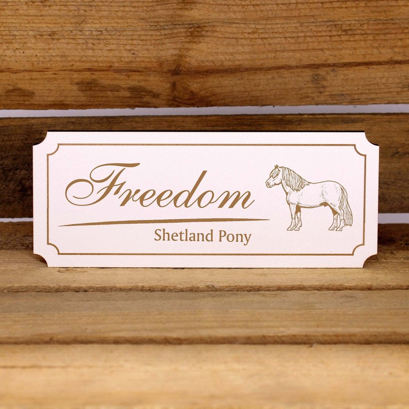 Engraved Sign with Shetland Pony Motif and Horse Name -