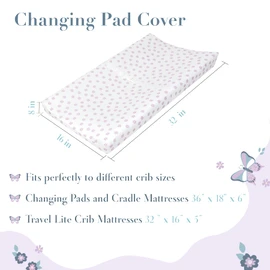 My Little Zone Funda para Cambiador Flores y Mariposas – Funda de algodón para cojín cambiador de bebé, Paquete de 2