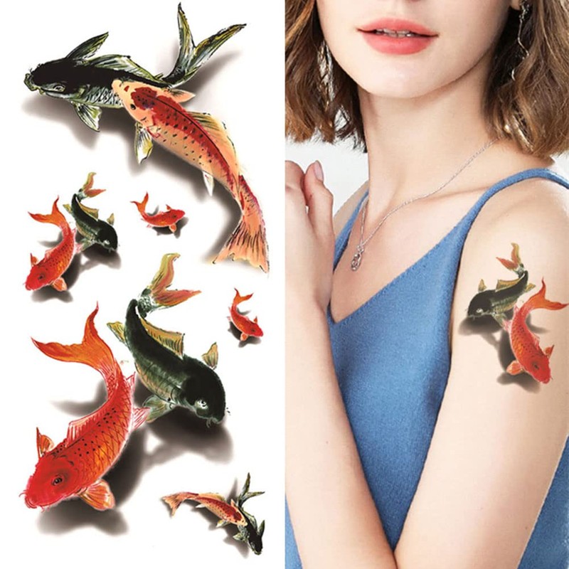Oottati 2 Sheets Waterproof Arm Hand Temporary Tattoo Stickers 3D