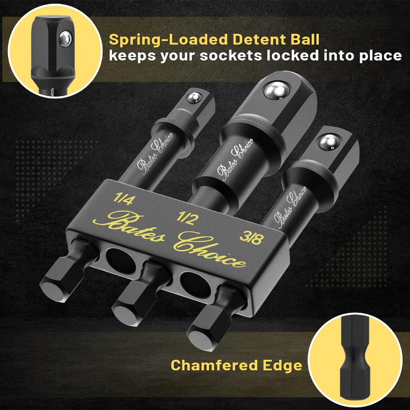 Bates- Impact Socket Adapter Set, 2 Sets, 6 pcs, 1/4",