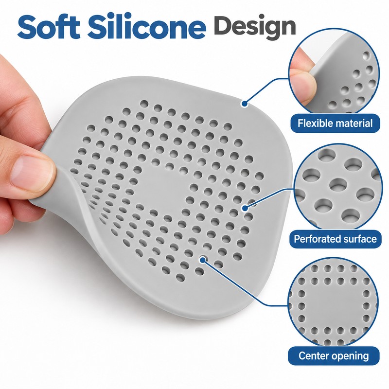 Silicone Drain Hair Catcher for Sink & Shower – Flexible
