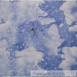 Robert Kaufman BonEful FABRIC FQ Cotton Quilt Blue White Snowflake Cloud Sky Scenic Print SALE