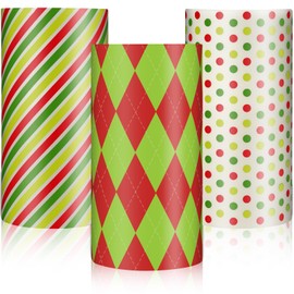 Conelist 3 Pcs Christmas Flameless Candles Merry Christmas LED Candles Xmas Red Green Battery Operated Candles Flickering Real Wax Decorations for Indoor Xmas Gifts Holiday Decor Home Party