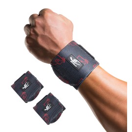 HiRui Elite 18" Weightlifting Wrist Wraps - Professional-Grade Ultimate Support & Comfort for Weightlifting, CrossFit, Bodybuilding & Strength Training, Durable & Fully Adjustable (Black/Heartbeat)