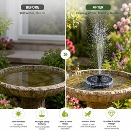 3.5W Solar Fountain Pump with LED Light – Floating Garden Water Feature with 7 Nozzles for Bird Baths & Ponds