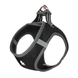 TRUE LOVE Dog Harness Soft Air Mesh Adjustable Reflective Pet Vest for Small and Medium Breeds, Large, Black