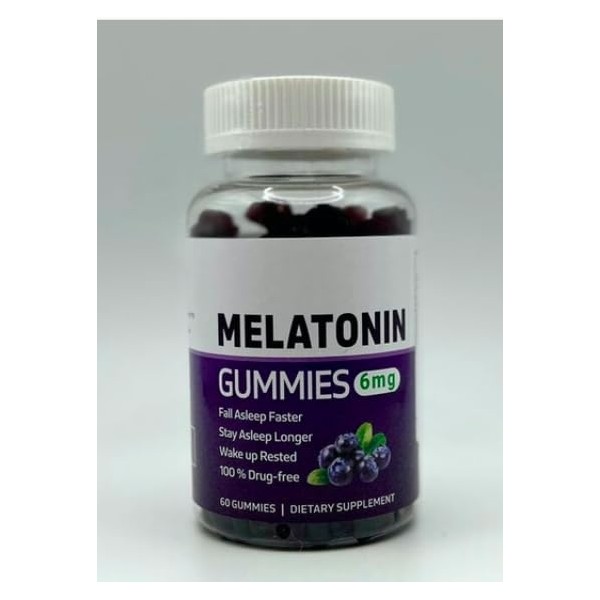 Melatonin Gummies 6mg, Fall Asleep Faster, Stay Asleep Longer, Wake